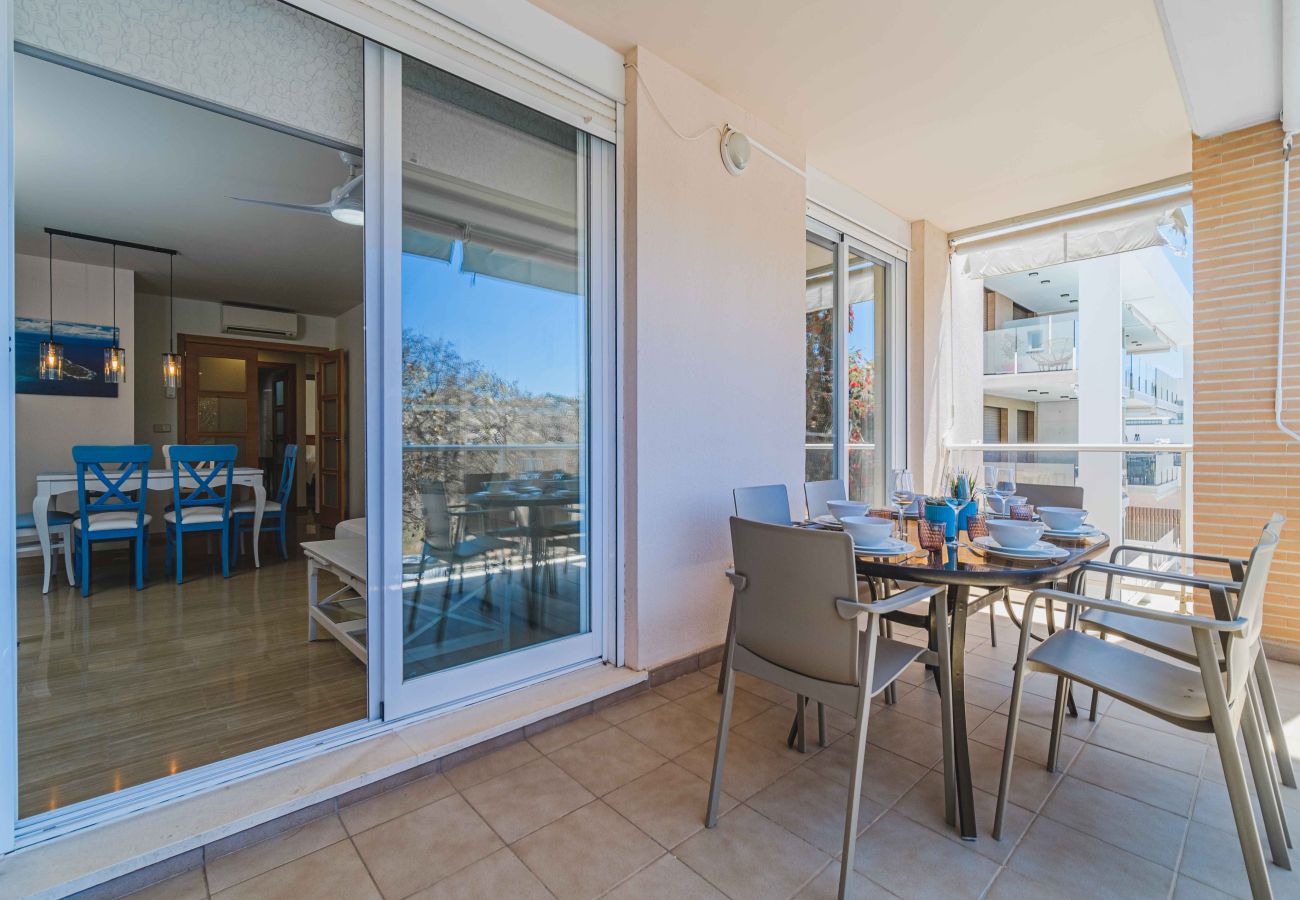 Ferienwohnung in Javea - Golden Gardens Zen Apartment IV Javea Arenal mit Terrasse, Klimaanlage und Gemeinschaftspool