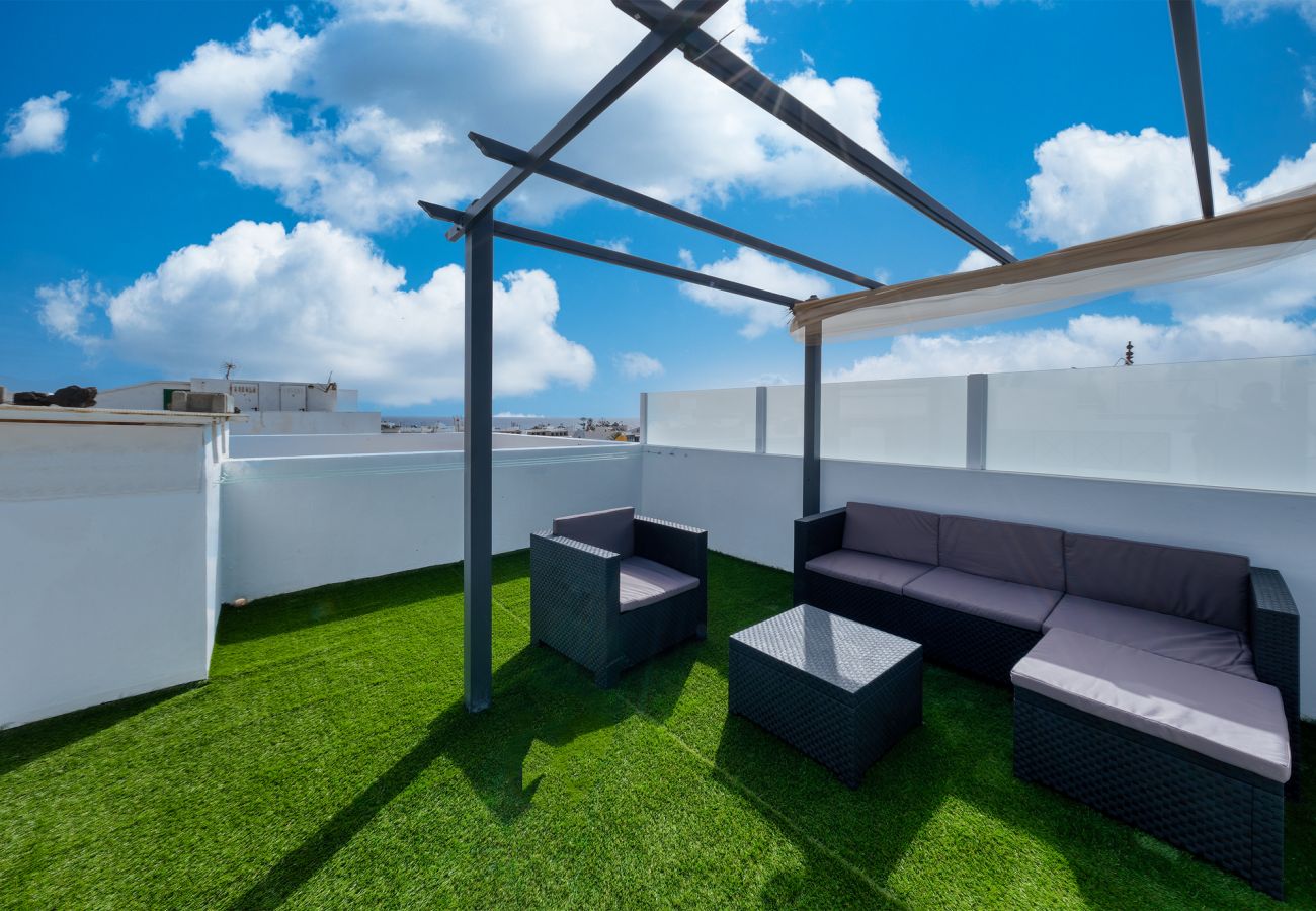 Ferienhaus in El Golfo - El Golfito-Dachterrasse mit Meerblick