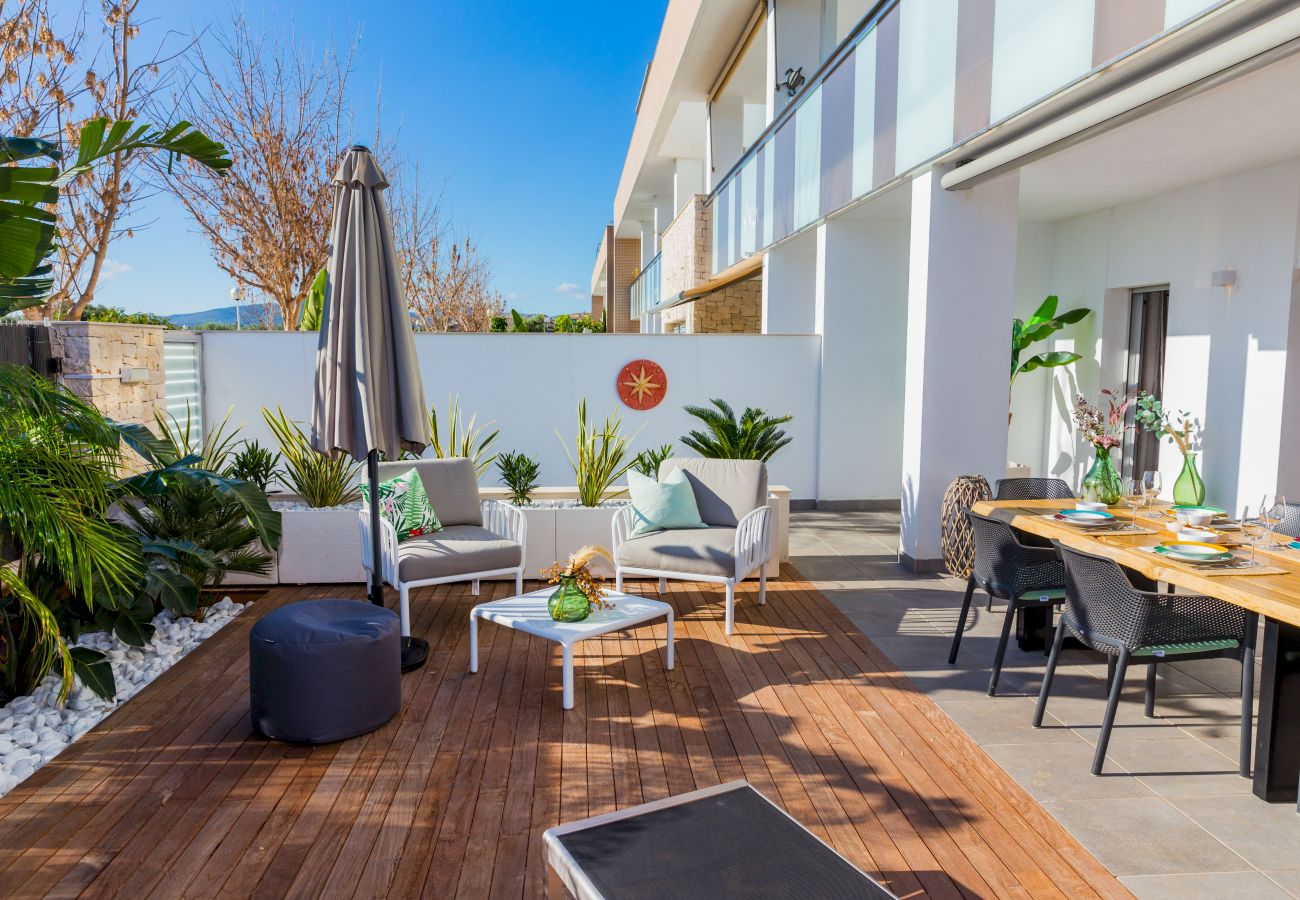 Appartement à Javea - Paraiso Verde Apartment Javea, Avec AC, Grande Terrasse, Jardin Privé et Piscine Communautaire 